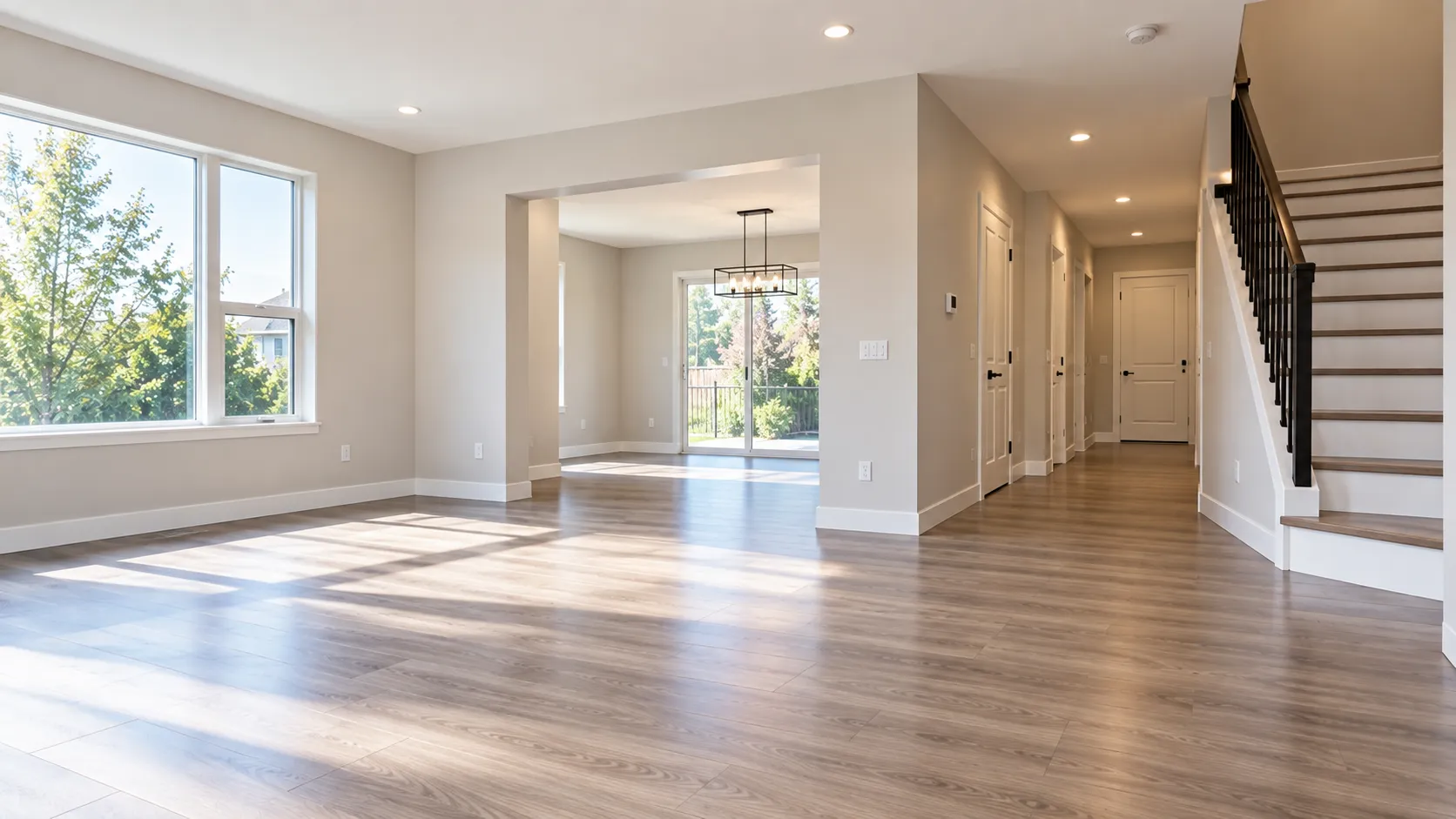Bright empty home interior ready for move-in cleaning