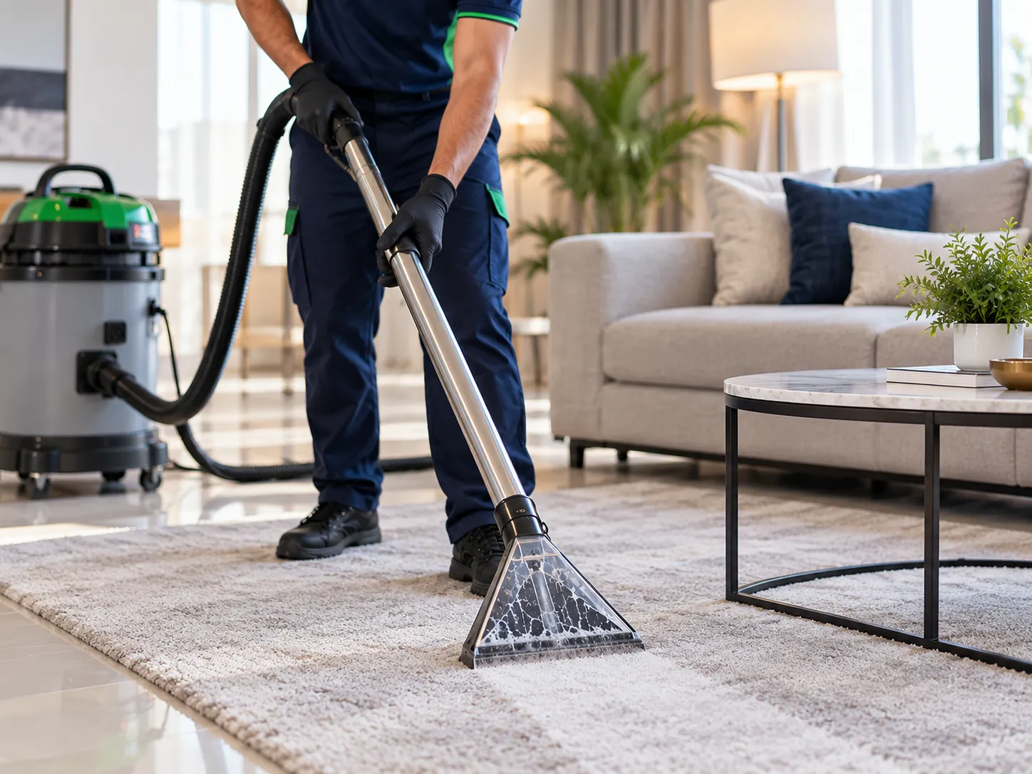 Professional residential deep cleaning in a modern home